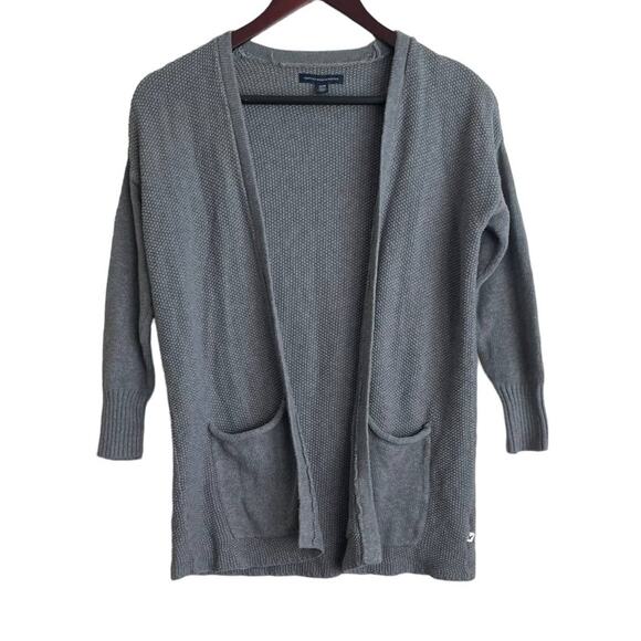 American Eagle Cardigan Women XS Gray 3/4 Sleeve Waffle Texture Knit Grandpacore - Picture 1 of 11